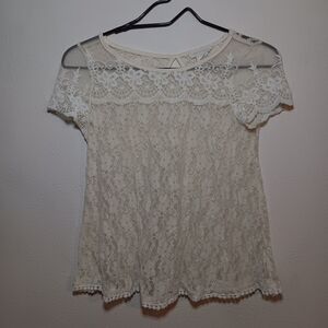 Pretty Good Cream Lace Fitted Blouse